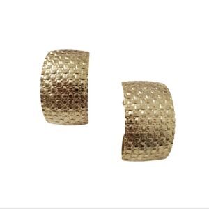 1¼"‎ Thick Loop Classic Clip-on Gold toned Weaved Print Vintage Jewelry